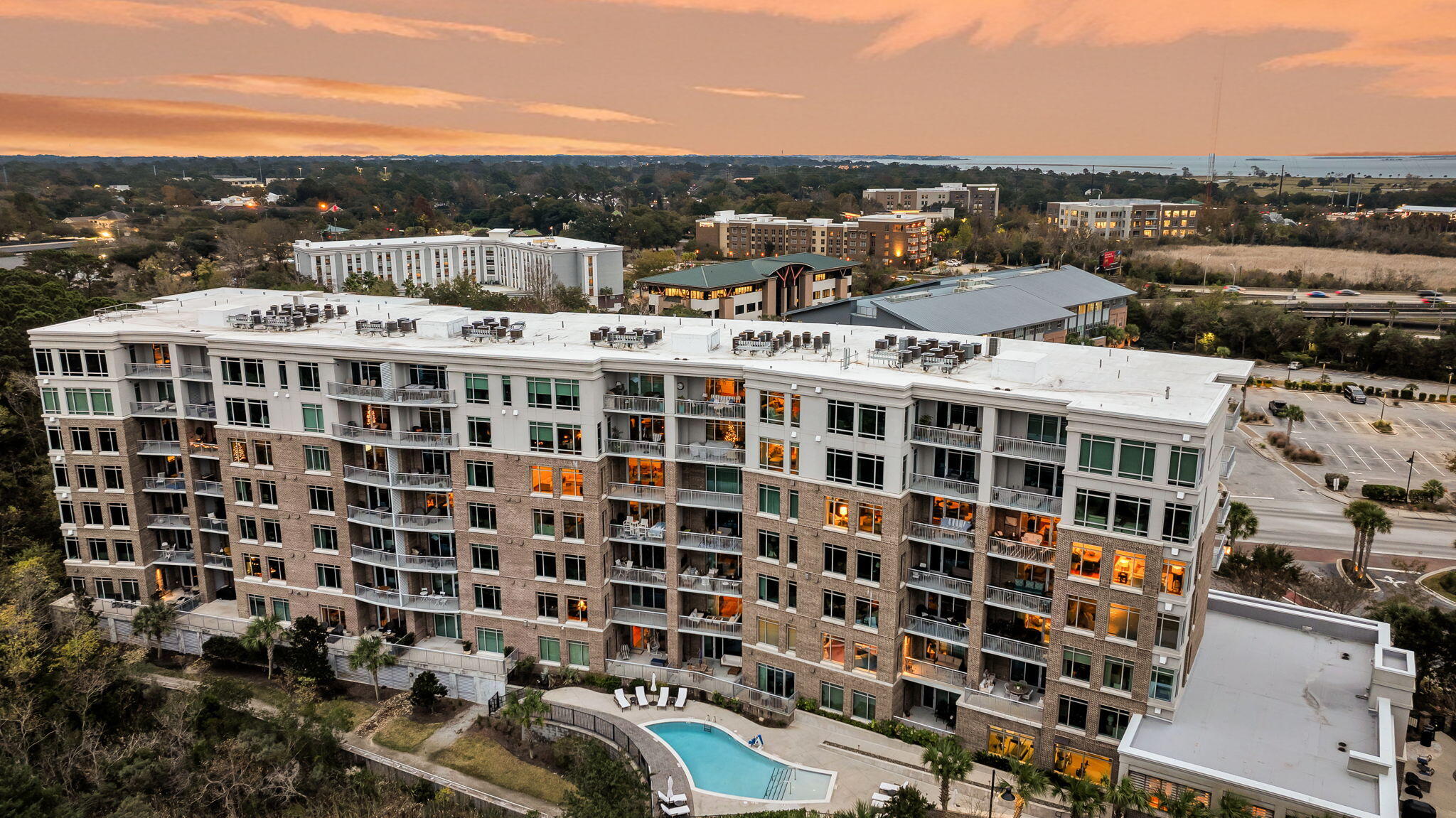 CREM - 155 Wingo Way 451 Aerial Twilight