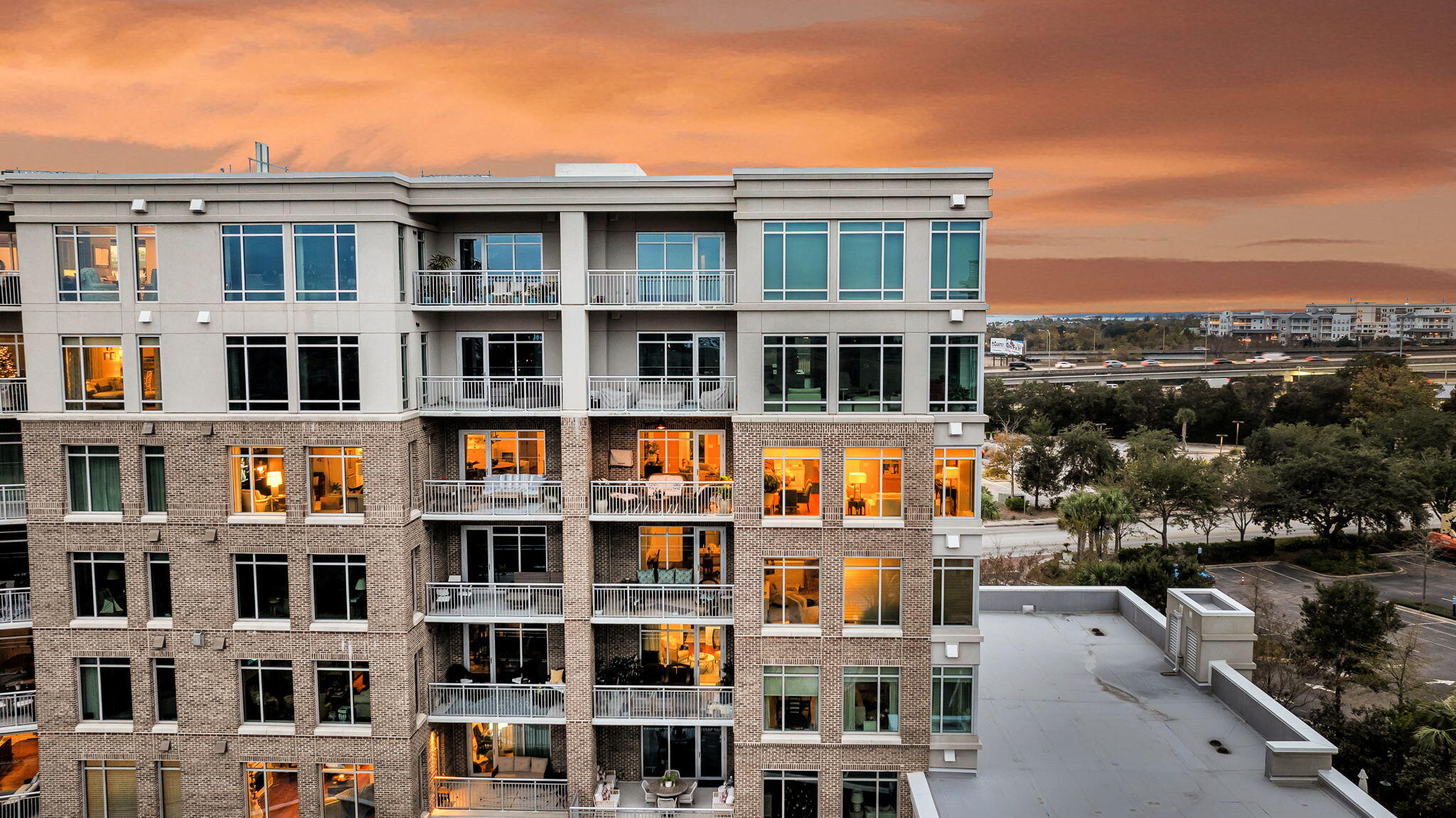 155 Wingo Way, Unit 451 Mount Pleasant, SC 29464 - Photo 41 of 50 CREM - 155 Wingo Way 451 Aerial Twilight