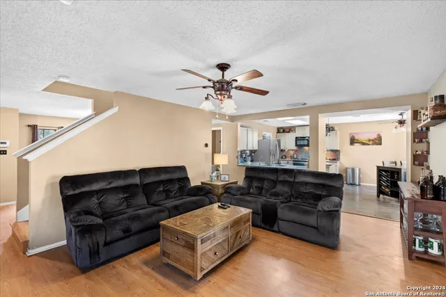 a living room with furniture