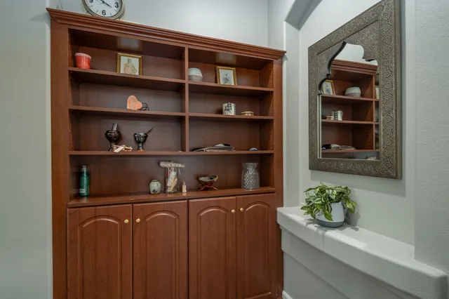 a room with a bookshelf