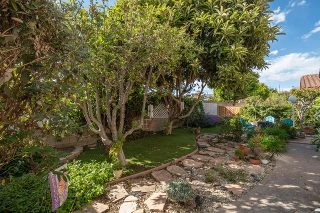 a backyard of a house with lots of green space