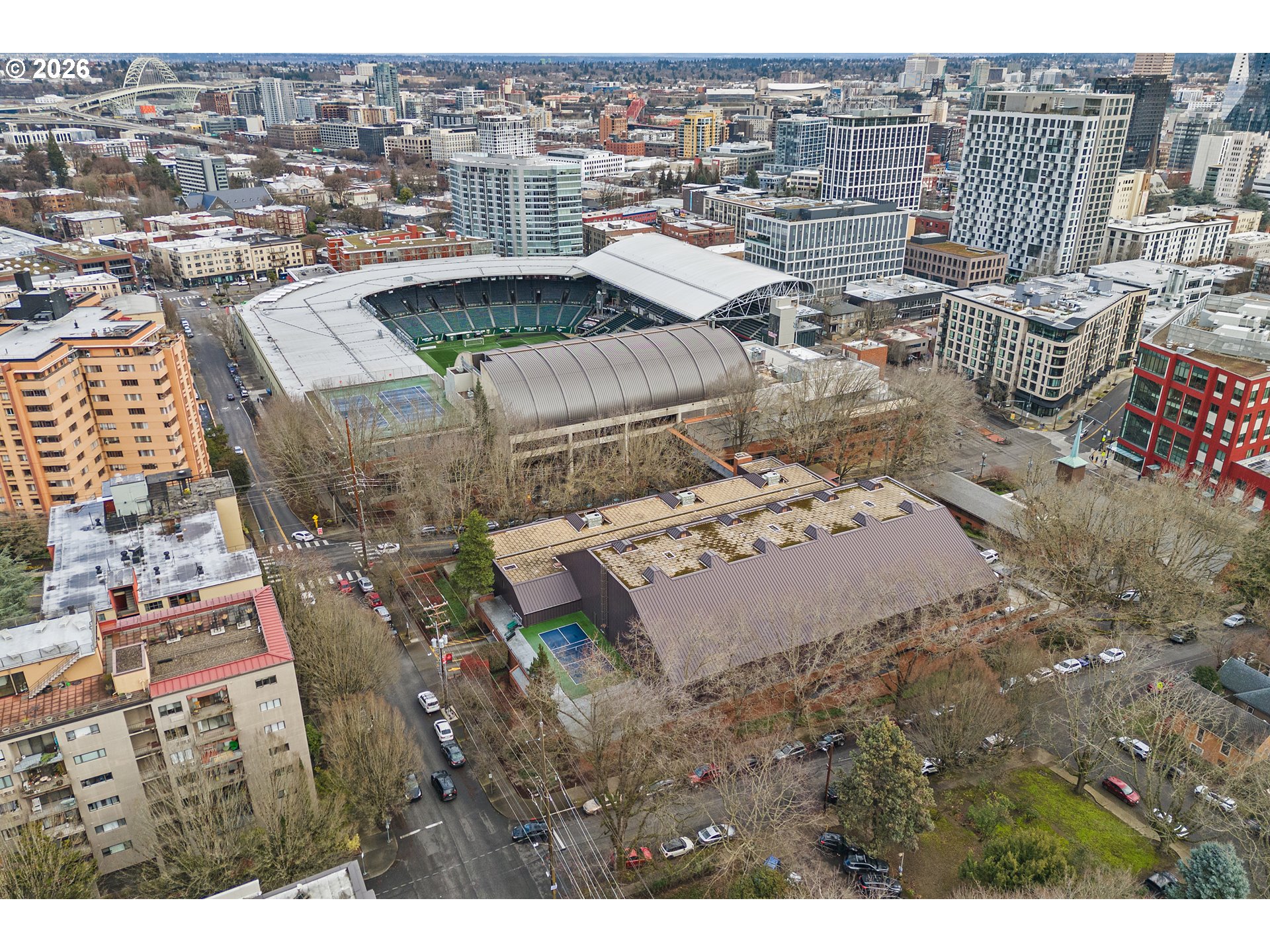 1132 Southwest 19th Avenue, Unit 505 Portland, OR 97205 - Photo 35 of 36 an aerial view of a city with yard and ocean view