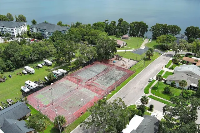 an aerial view of a house