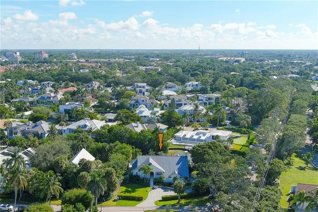 an aerial view of residential houses with city view