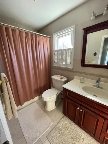 a bathroom with a sink a toilet and mirror