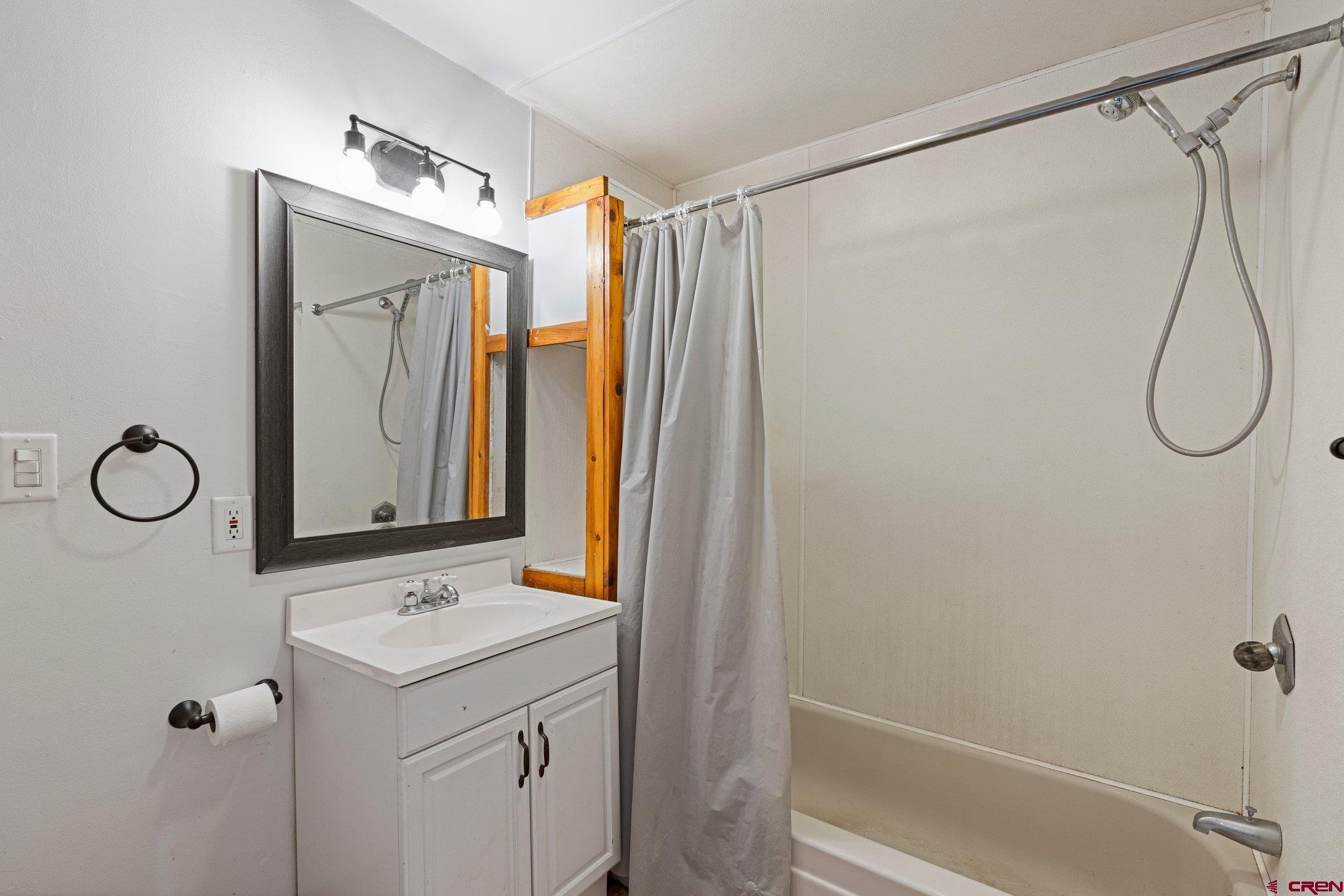 754 Greene Street, Unit A B C D Silverton, CO 81433 - Photo 21 of 31 a bathroom with a shower sink and mirror
