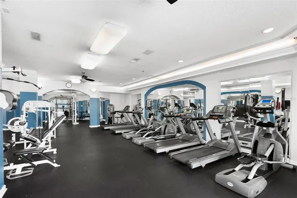 a view of a room with gym equipment