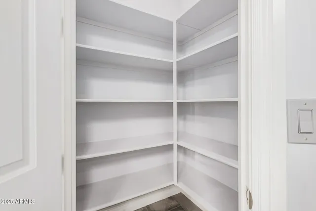 a view of an empty walk in closet
