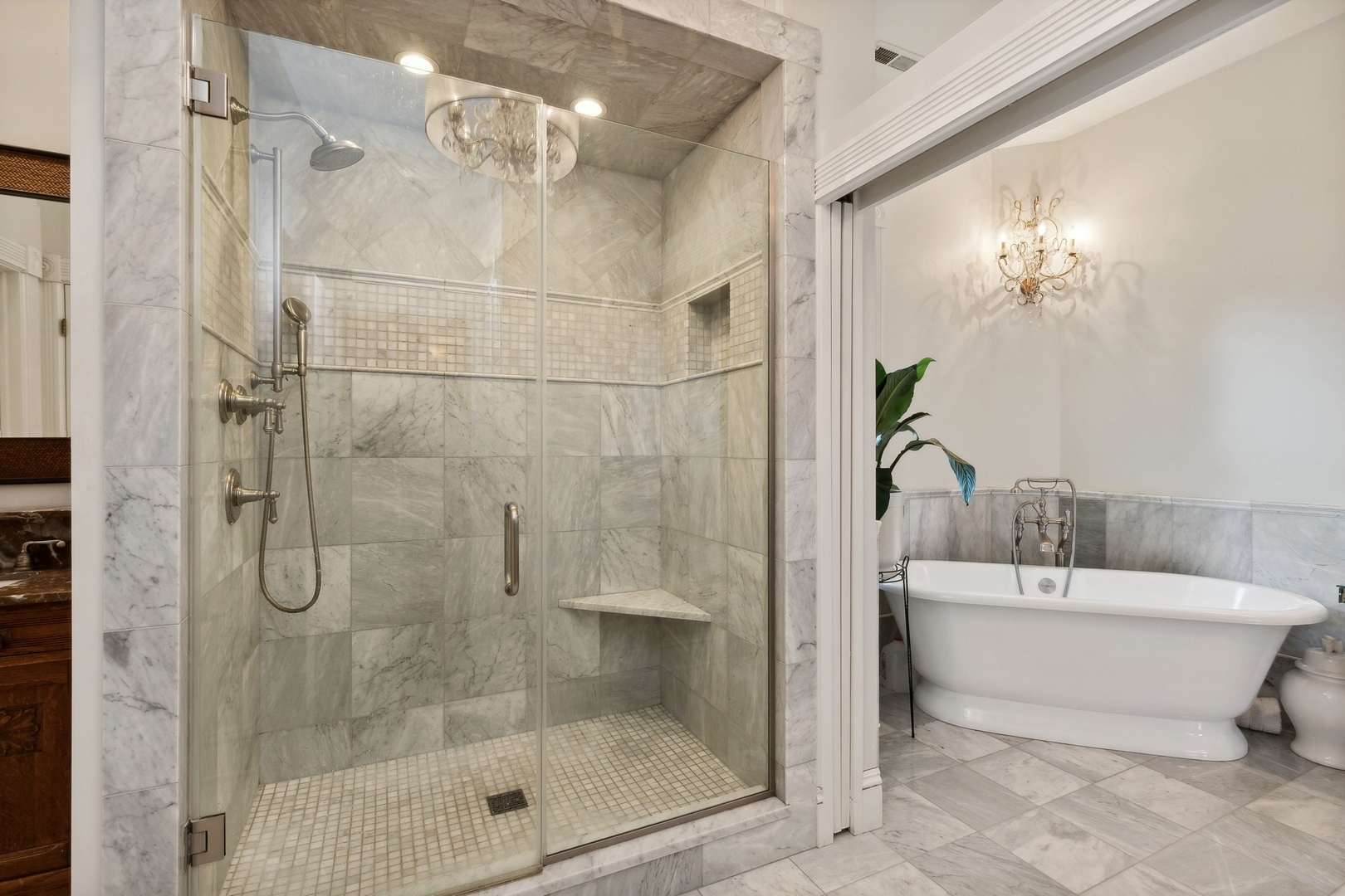 666 Maple Avenue Lake Bluff, IL 60044 - Photo 17 of 41 a bathroom with a bathtub and a shower