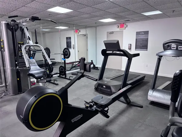 a room with gym equipment