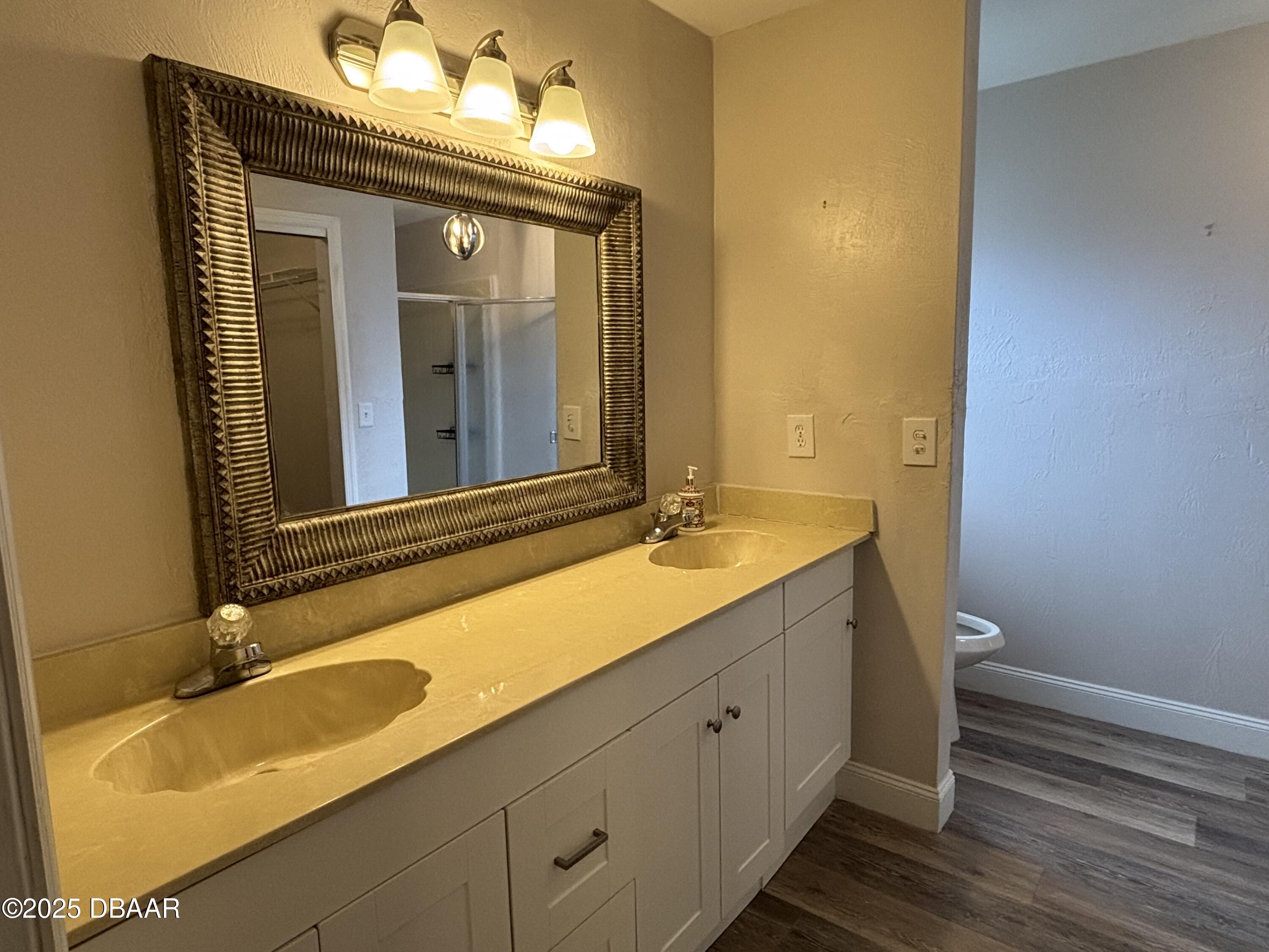 5426 Landis Avenue Port Orange, FL 32127 - Photo 19 of 30 a bathroom with a granite countertop sink and a mirror
