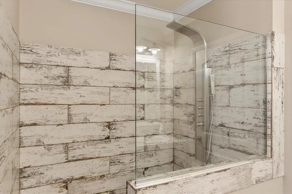 a bathroom with a shower