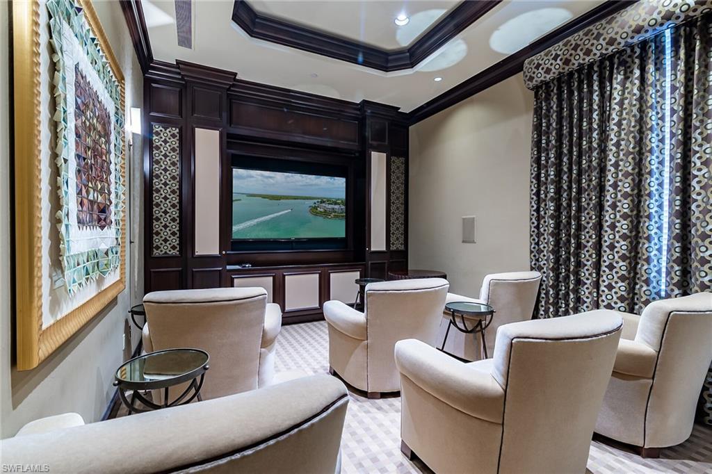 1060 Borghese Lane, Unit 803 Naples, FL 34114 - Photo 38 of 46 Home theater room featuring ornamental molding, recessed lighting, and a raised ceiling