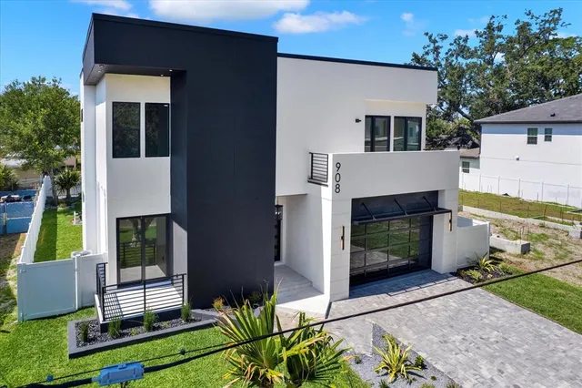 front view of a house with a balcony
