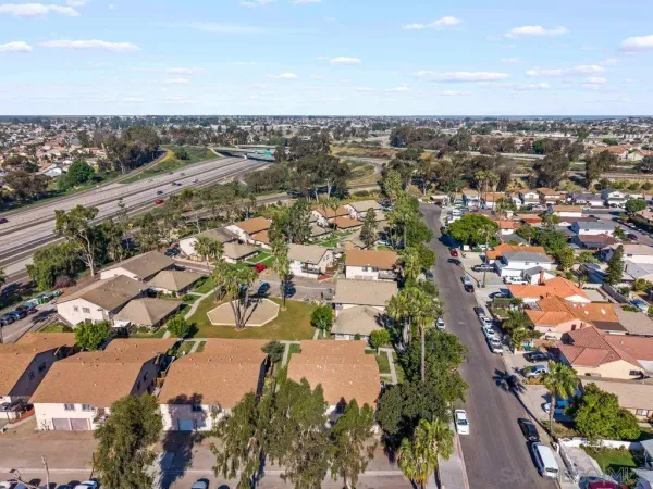 an aerial view of a city