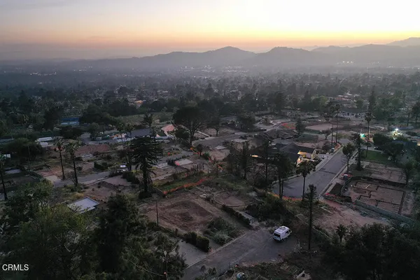 a view of a city and mountains