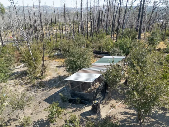 a view of a bench in a backyard
