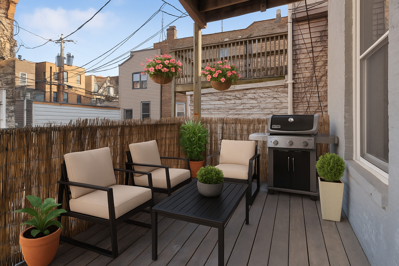 949 North Damen Avenue Chicago, IL 60622 - Photo 10 of 28 a view of a balcony with chairs and a potted plant