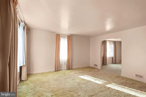 a view of a chandelier in a room