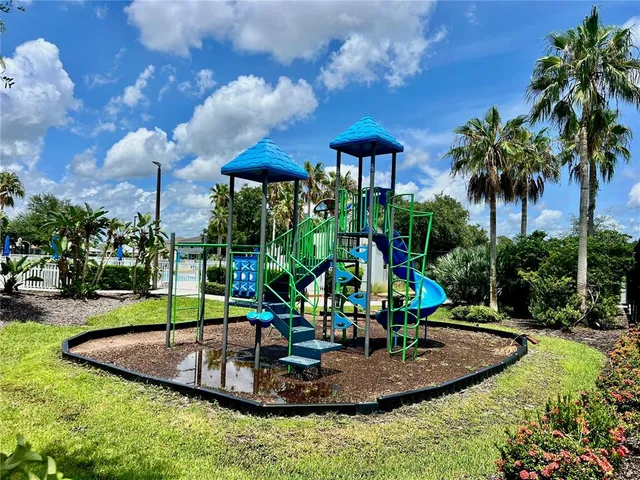 a view of a swimming pool with a yard