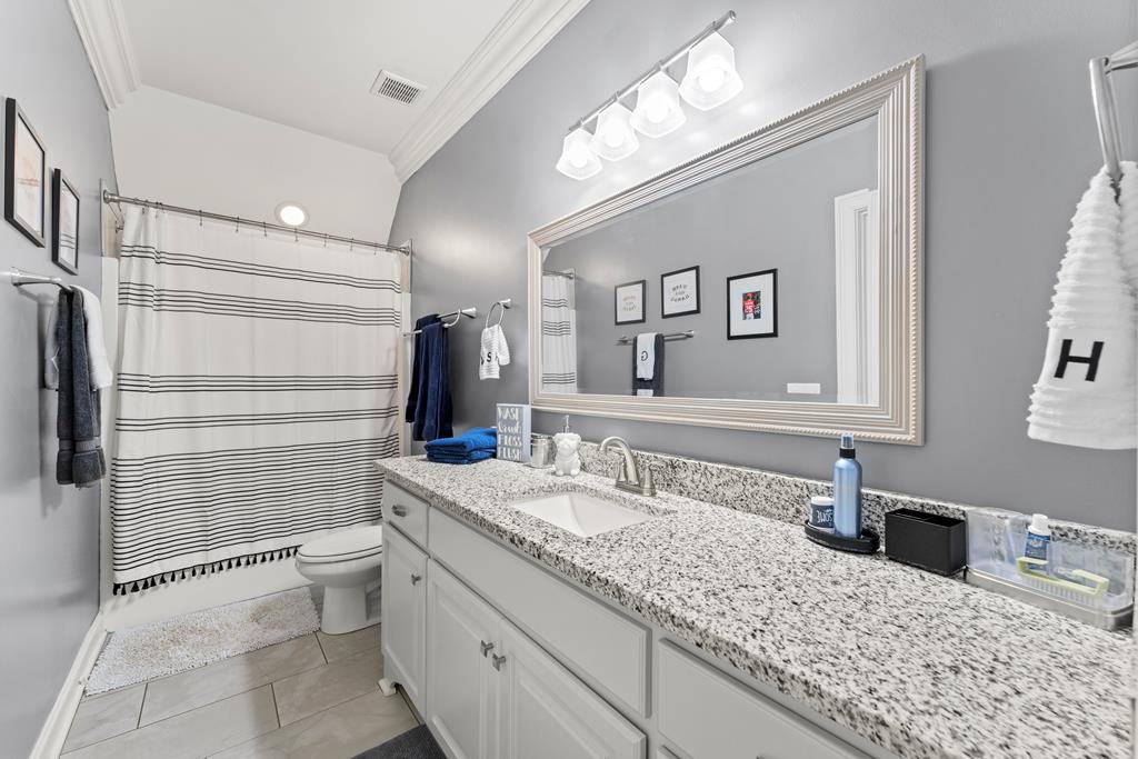 2800 Hopewell Church Road Pine Mountain, GA 31822 - Photo 29 of 38 a bathroom with a granite countertop sink a toilet and mirror