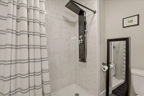 a bathroom with a shower