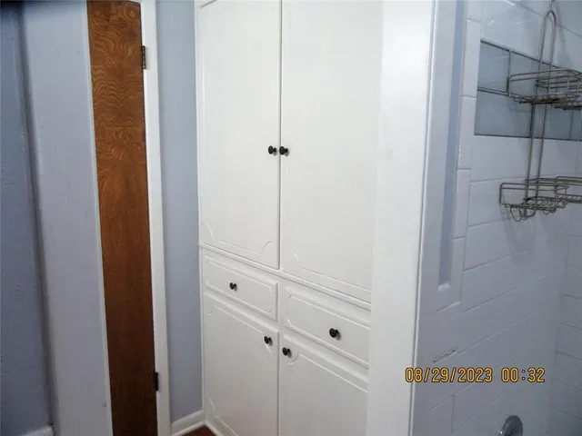 a view of a room with rack on the wall