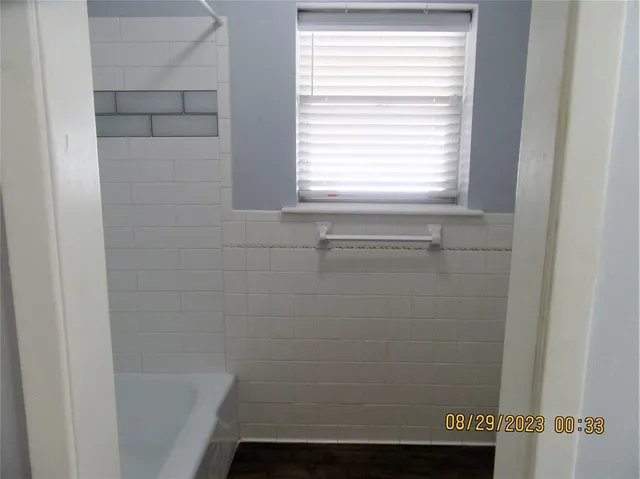 a bathroom with a window