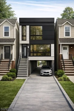 a car parked in front of a house