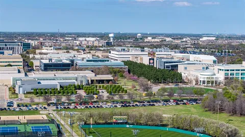 an aerial view of a garden