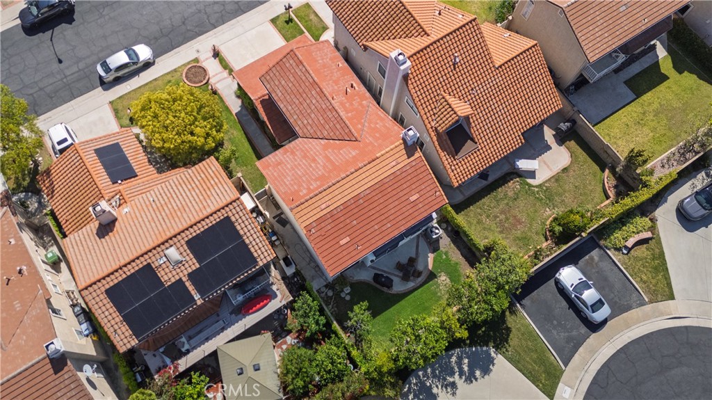 12231 Eagle Ridge Way Porter Ranch, CA 91326 - Photo 55 of 65 an aerial view of a house with a swimming pool and outdoor seating