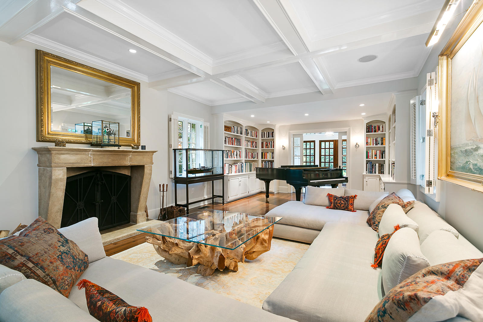 6 Woodley Road Darien, CT 06820 - Photo 12 of 37 a living room with furniture and a fireplace