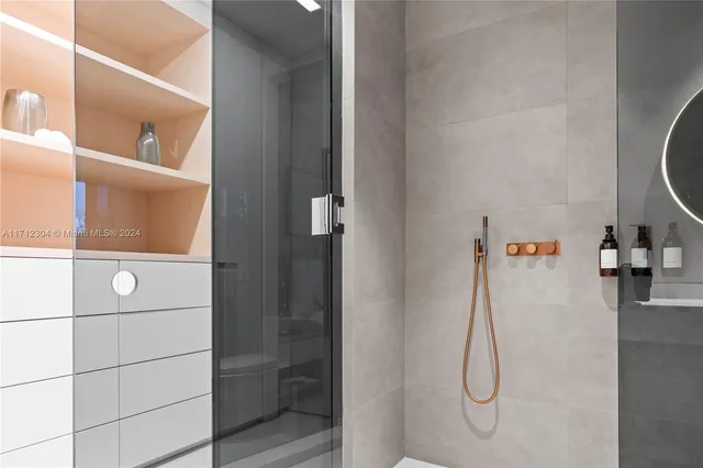 a bathroom with a shower