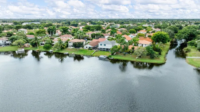 a view of a lake with outdoor space