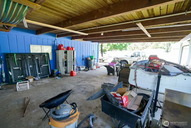 a storage room with furniture