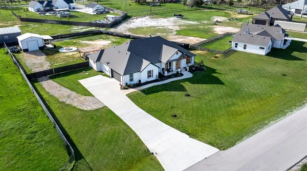 an aerial view of a house