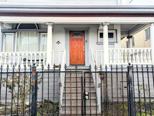 a view of a black and white house