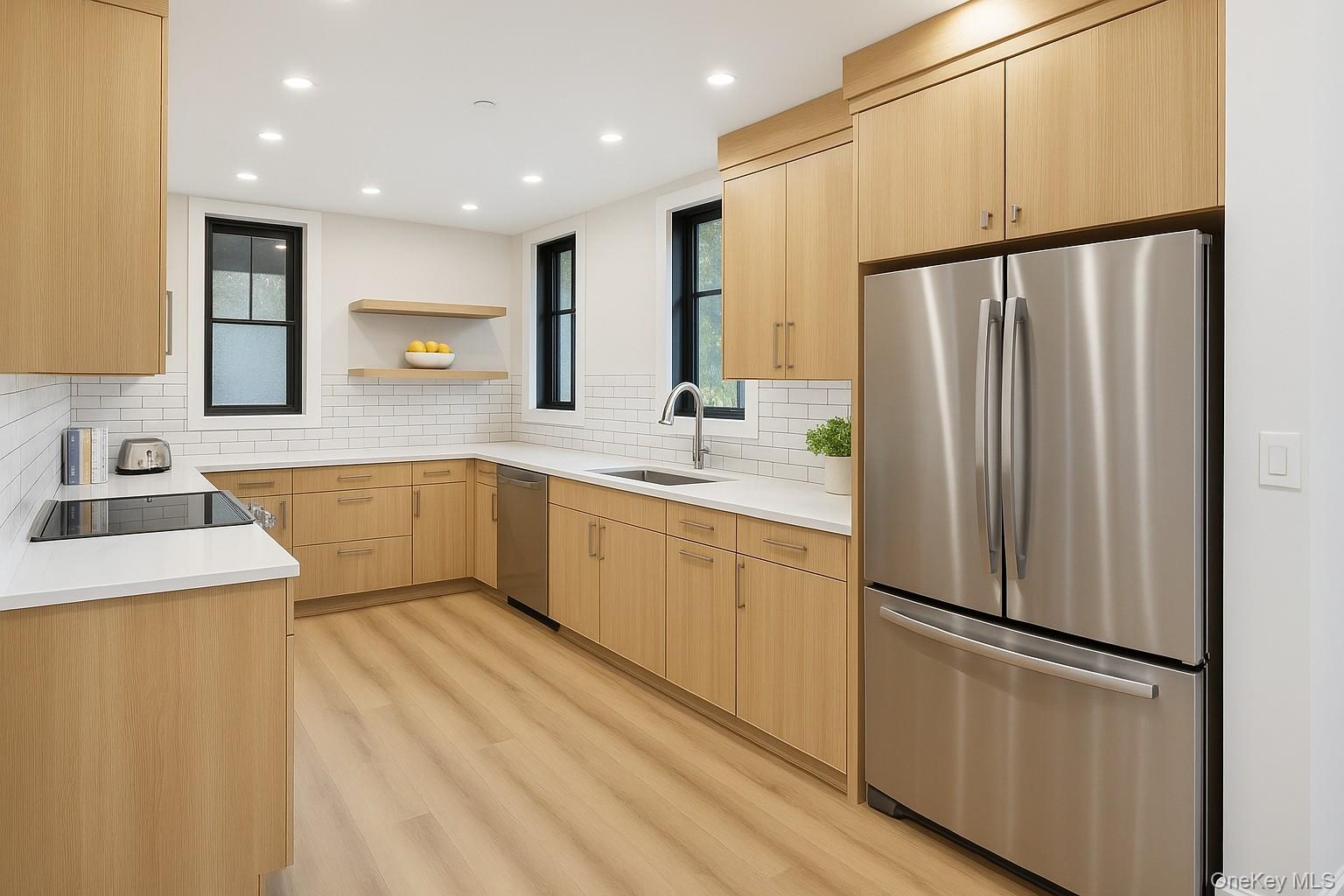 34 Clinton Avenue, Unit 2 Dobbs Ferry, NY 10522 - Photo 4 of 12 a kitchen with stainless steel appliances a refrigerator sink and white cabinets