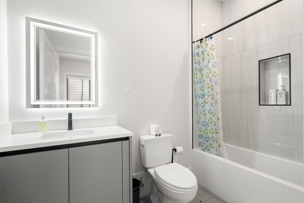 116 Thorndike Street, Unit 1 Brookline, MA 02446 - Photo 14 of 16 a bathroom with a sink a toilet and shower