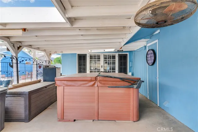 a view of a room with shelves