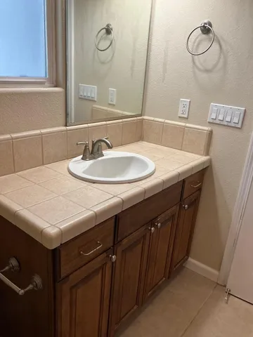 a close view of a bathtub in a bathroom