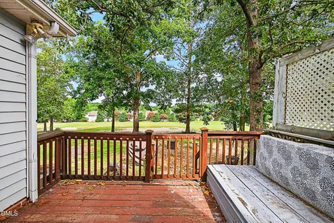 a view of wooden deck
