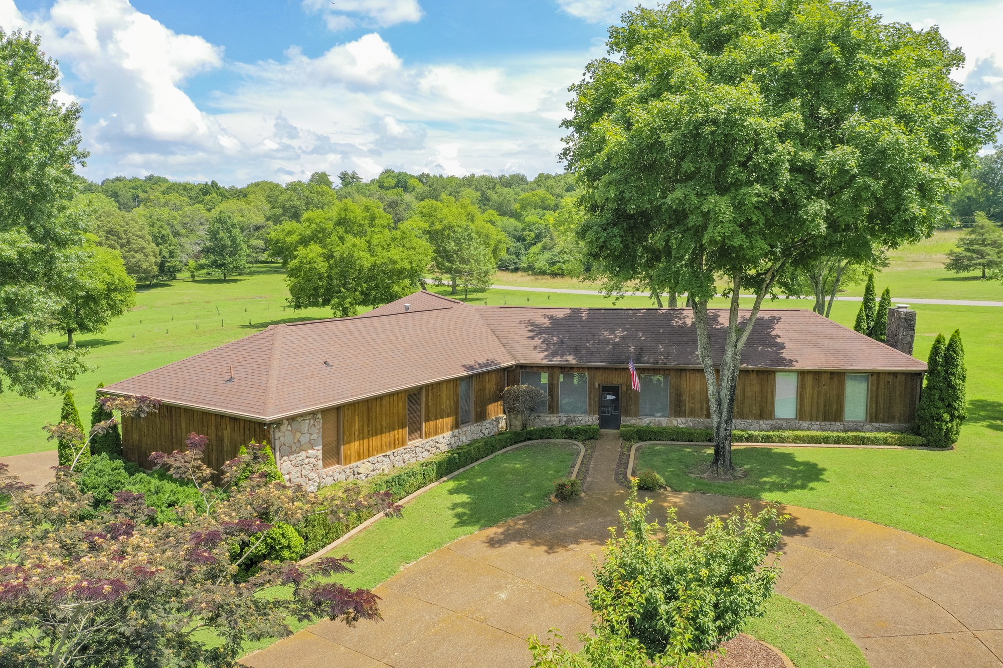 an aerial view of a house