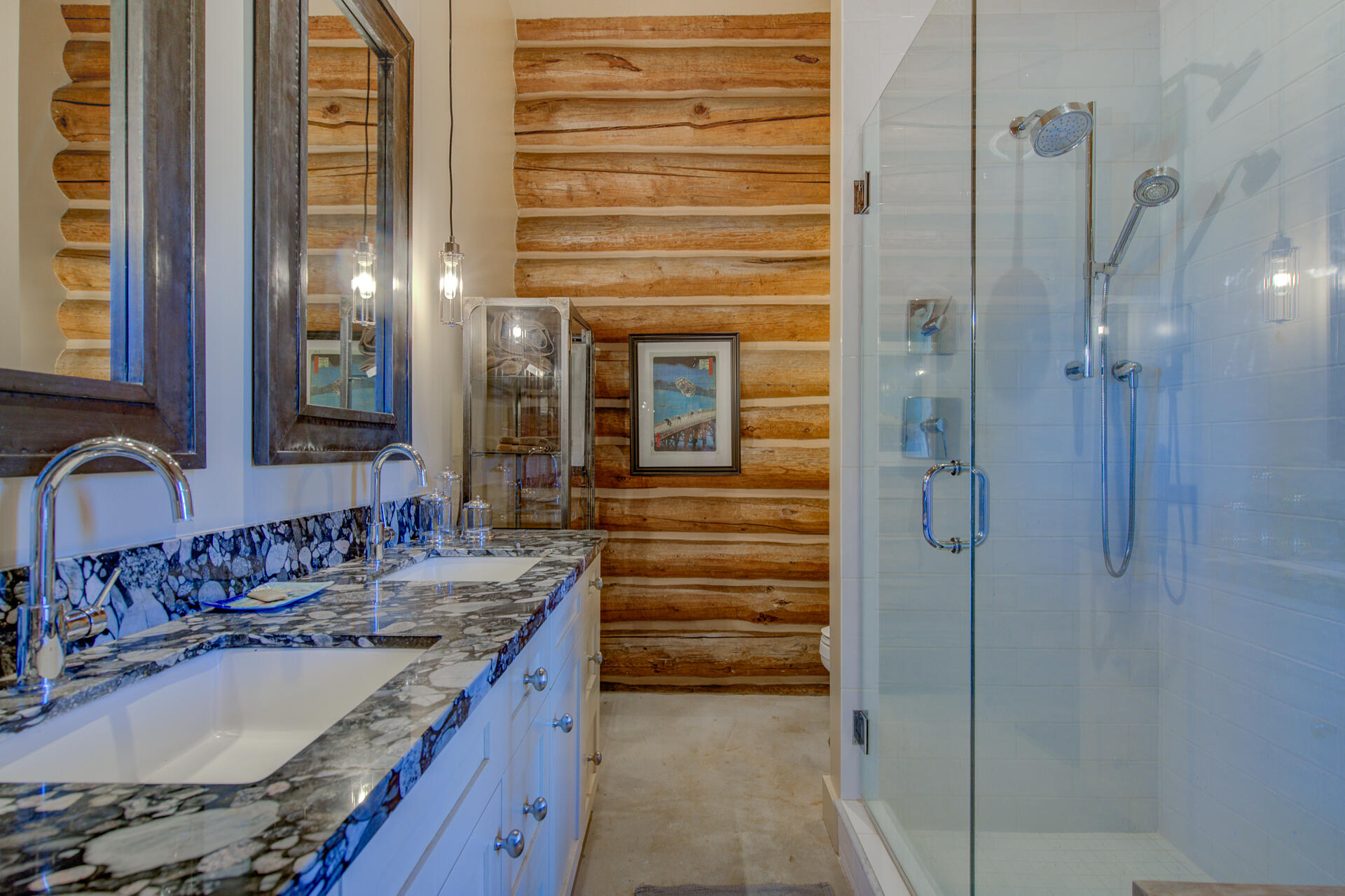 21151 Ridge Road Hat Creek, CA 96040 - Photo 51 of 68 a bathroom with a granite countertop sink and a mirror