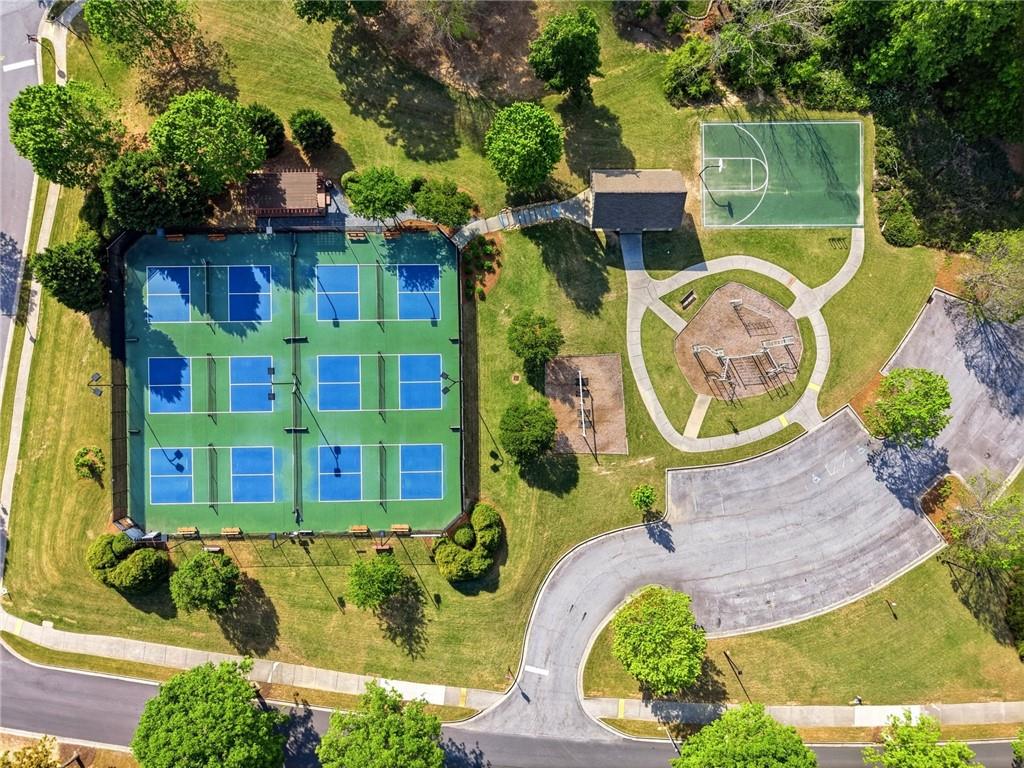 7812 Keepsake Lane Flowery Branch, GA 30542 - Photo 73 of 78 an aerial view of a house with a swimming pool