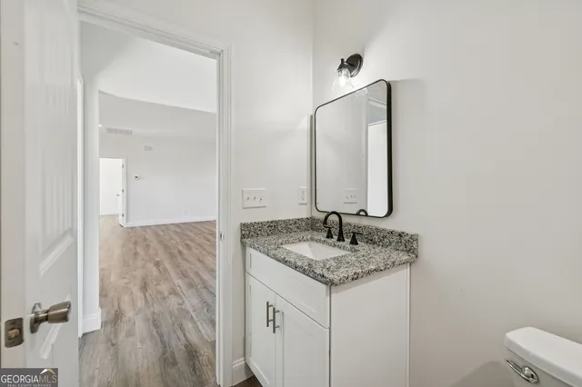 a view of a room with racks on the wall