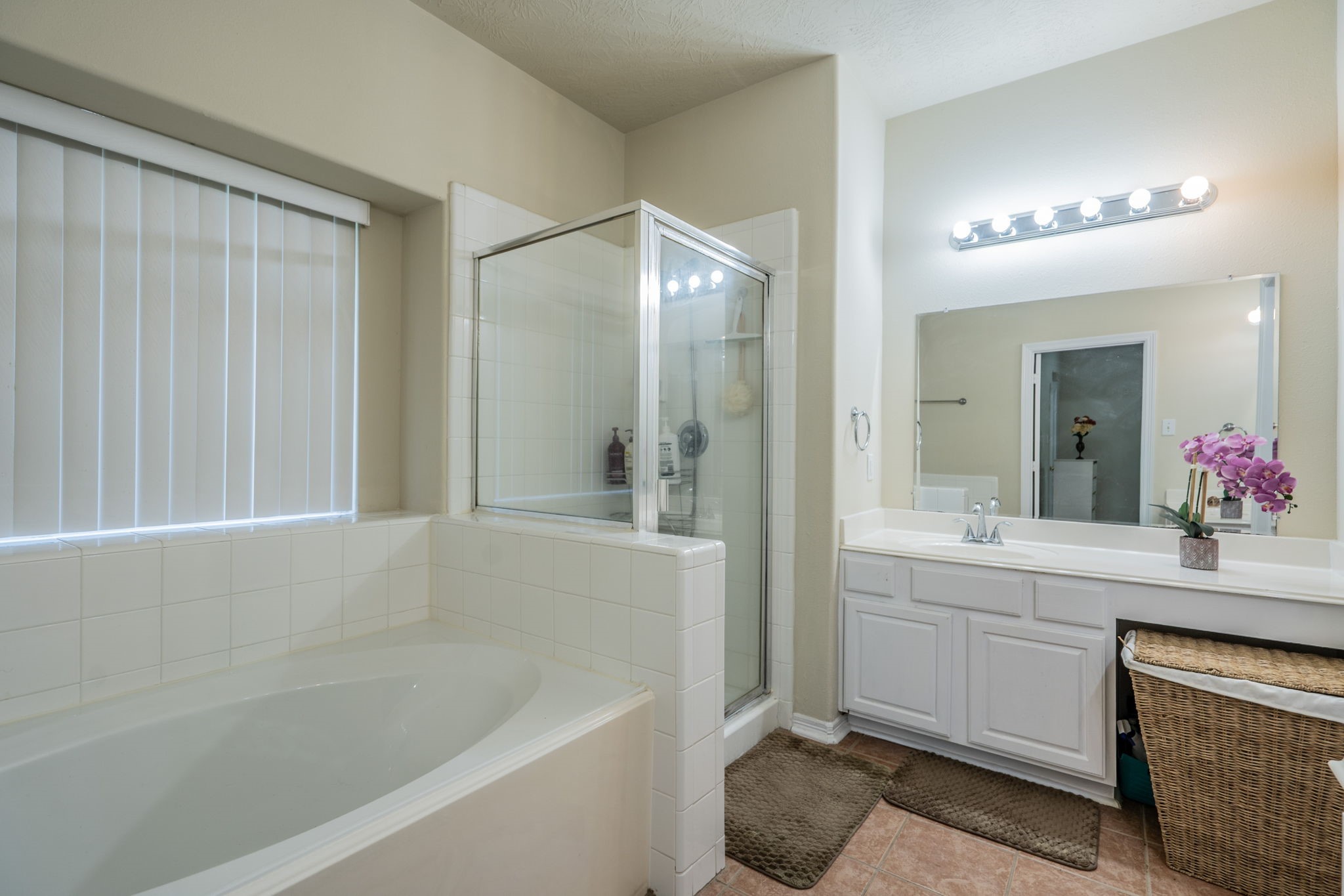 24139 Spring Sunset Drive Spring, TX 77373 - Photo 14 of 26 a bathroom with a bathtub sink and mirror
