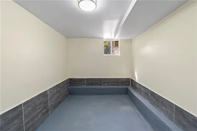 an empty room with a workbench