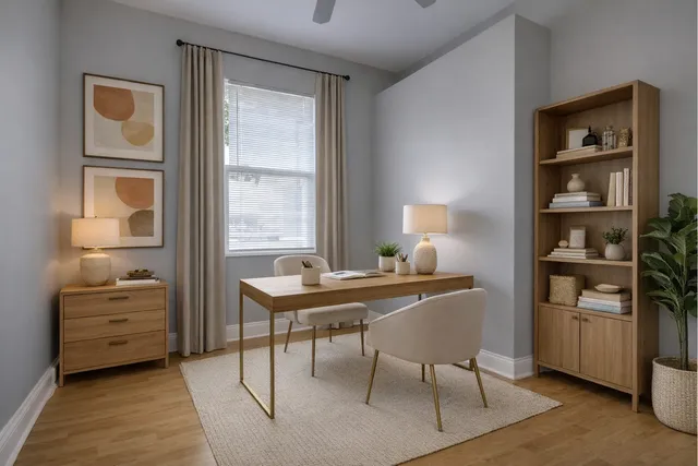 an empty room with a window