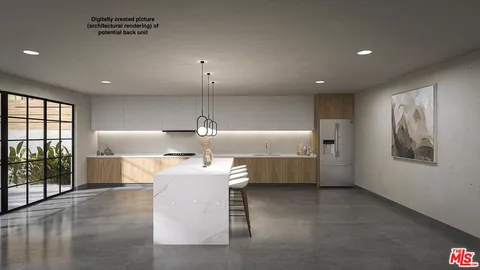 a large kitchen with a large counter top stainless steel appliances and a large window
